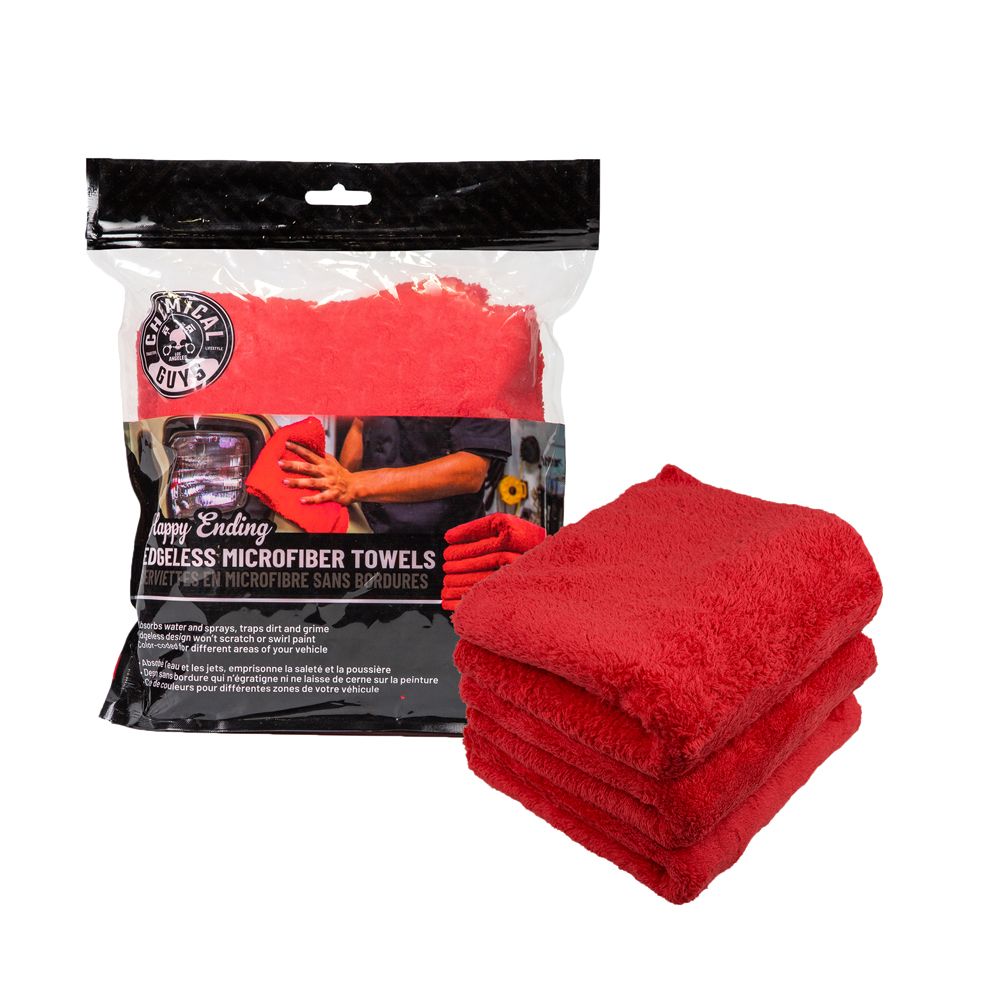 Chemical Guys Happy Ending Ultra Plush Edgeless mikrokuituliina punainen 40 x 40 cm 3 kpl