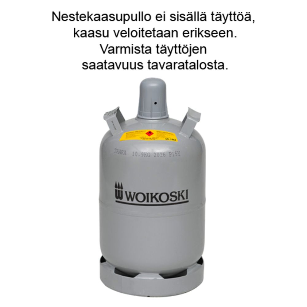 Woikoski nestekaasu 11 kg KUORI (teräspullo, kierreventtiili)