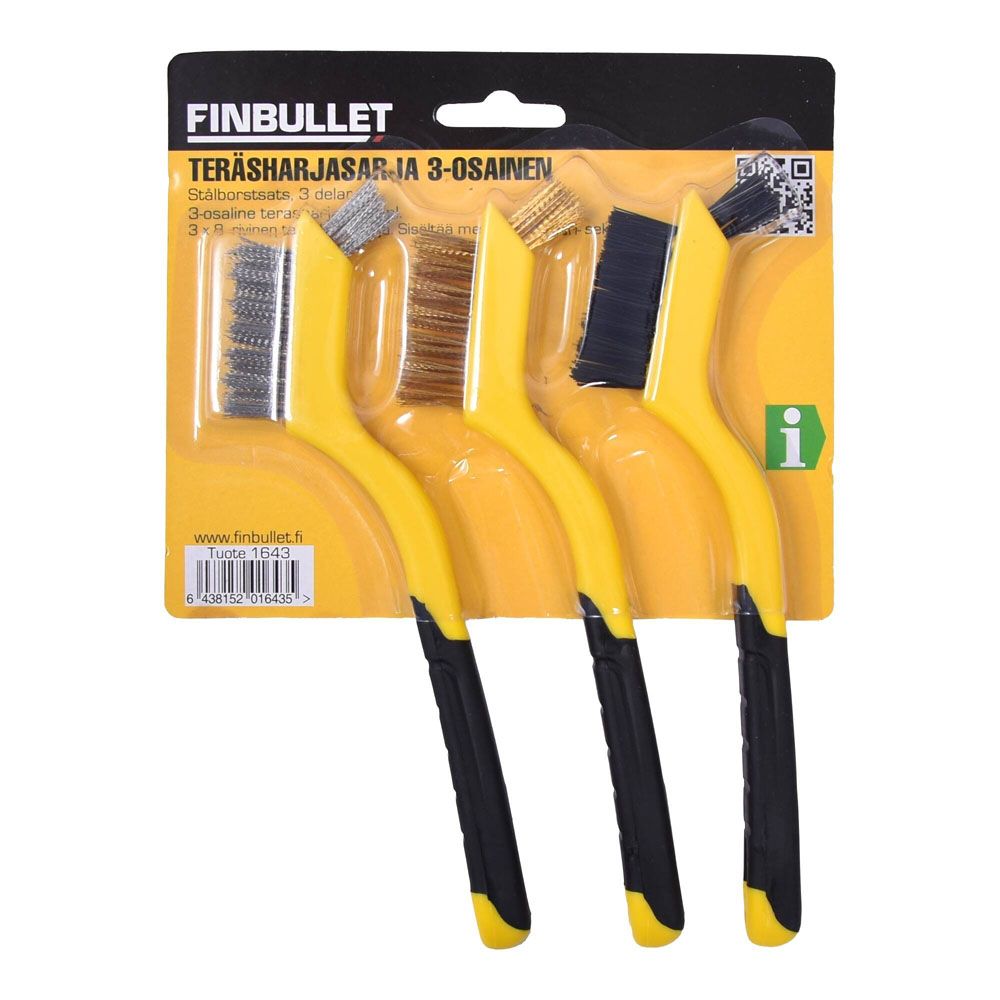 Miniborstset mässing/stål/nylon 3 delar