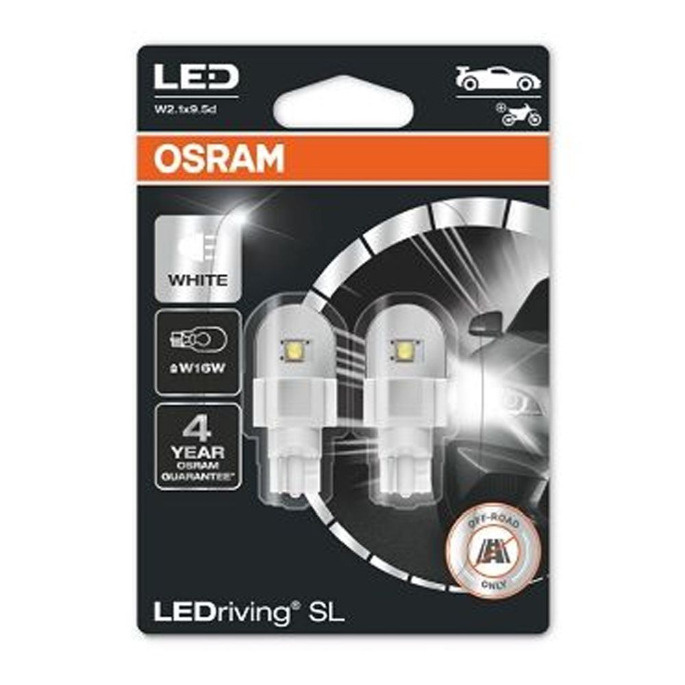Osram W16W LED-lampa vit 2 st.
