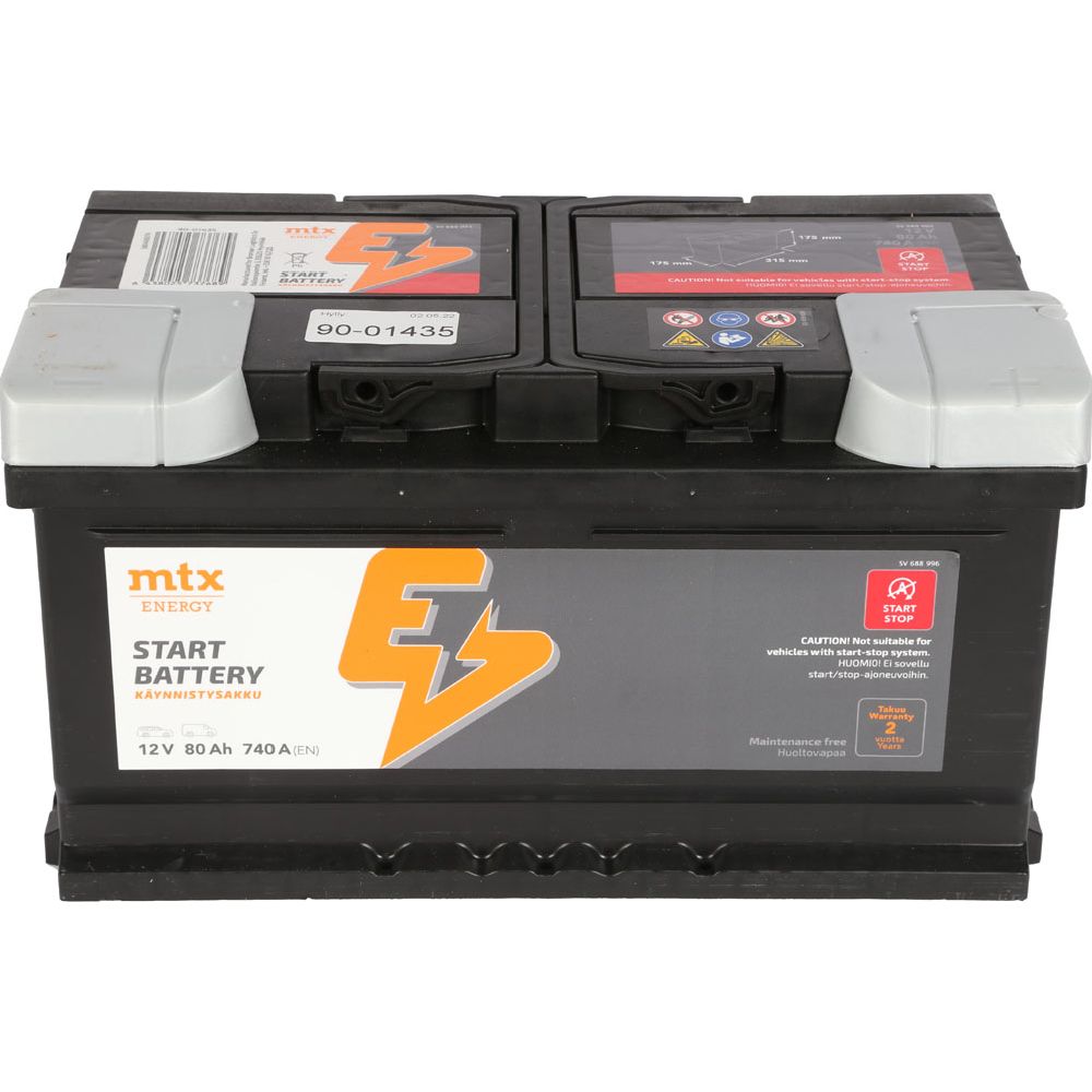 MTX Energy käivitusaku, 80 Ah / 740 A, P 315 x L 175 x K 175, -+
