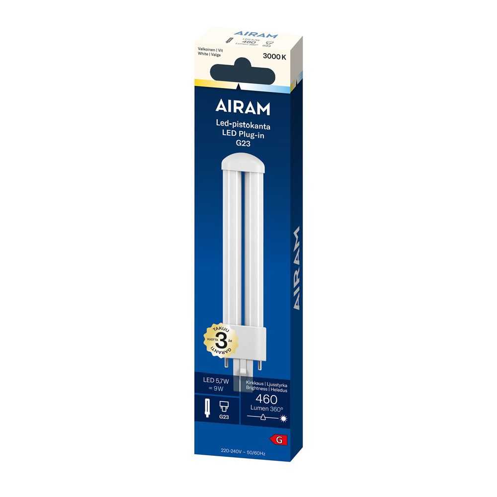 Airam LED-kompaktlysrör G23 5,7 W 3000 K 460 lm