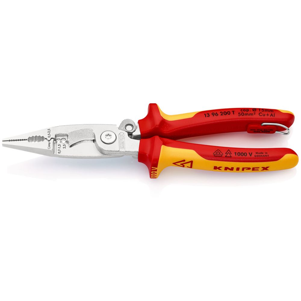 Knipex® 13 96 200 T VDE monitoimikärkipihdit putoamissuojattu 200 mm