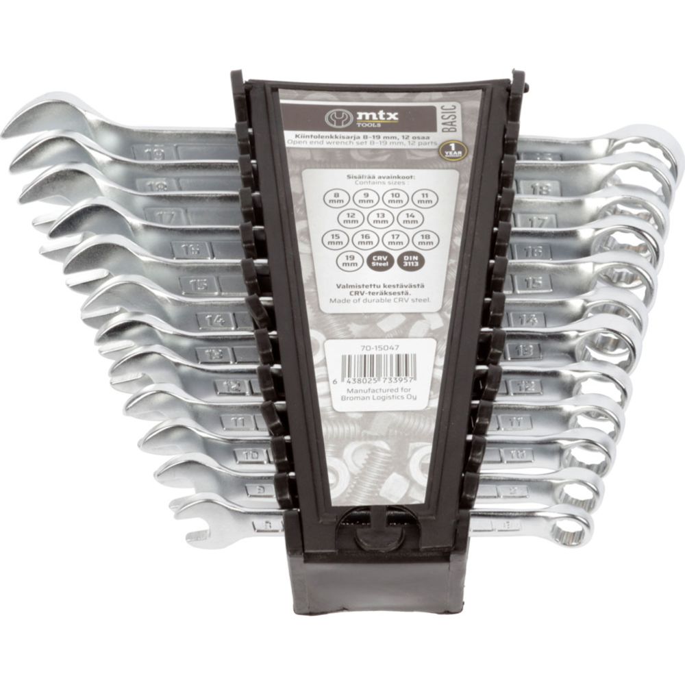 MTX Tools Basic 12-osaline lehtsilmusvõtmete komplekt, 8—19 mm
