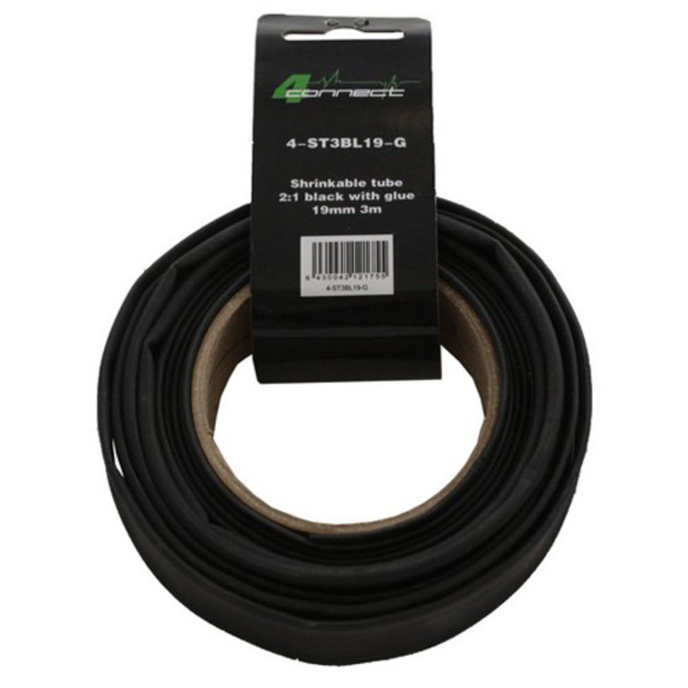 FOUR Connect krympslang, 2:1 svart med lim 19 mm 3 m