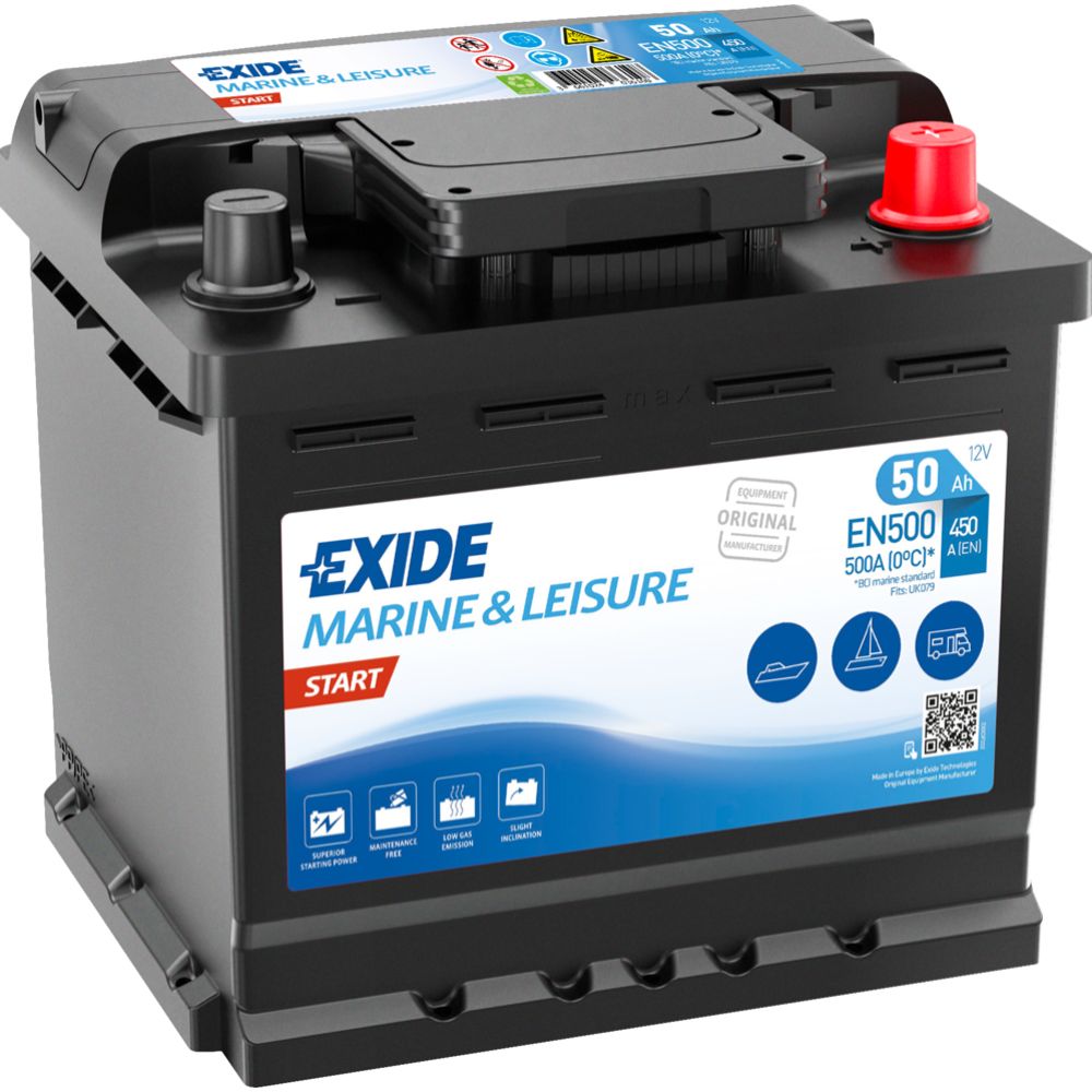 Exide Start EN500 50 Ah / 450 A aku P210 x L175 x K190 -+
