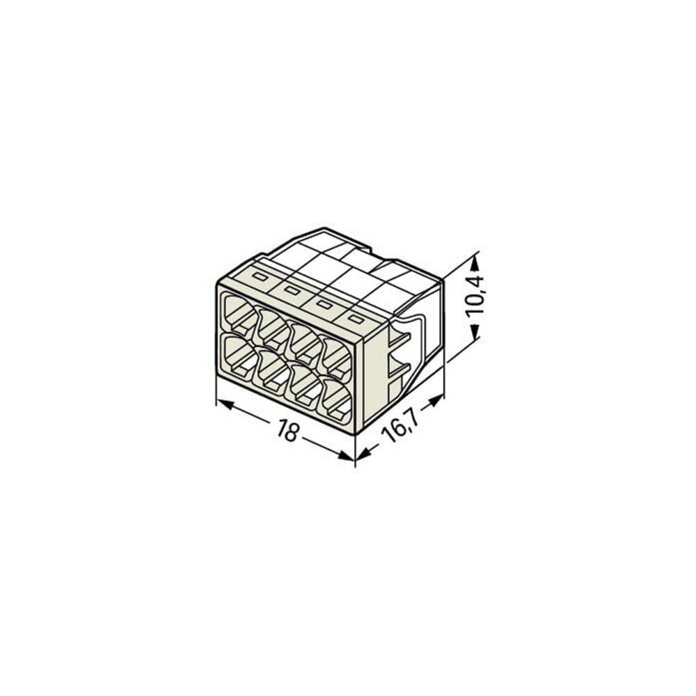 Wago 8-polig toppklämma 0,5–2,5 mm² vit 10 st.