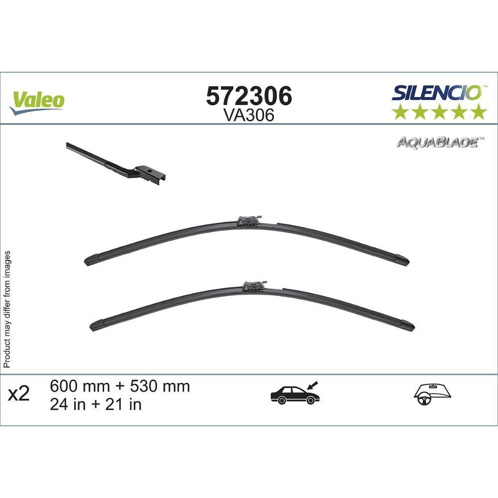 Valeo Silencio Aquablade VA306 pyyhkijänsulkapari 60 + 53 cm