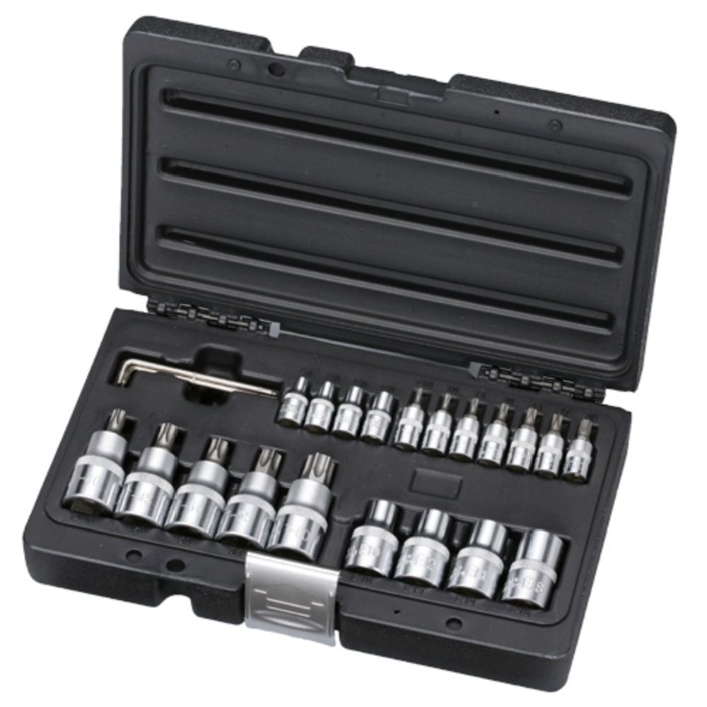 MTX Tools 23-osaline Torx otsikute ja E-Torx padrunite komplekt, 1/4" & 1/2"
