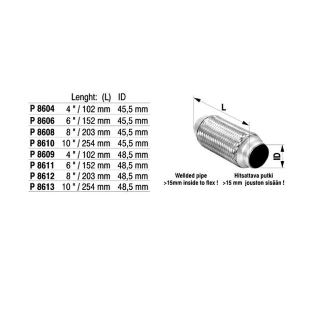 1-3/4" flexrör 200 mm ø 45 mm