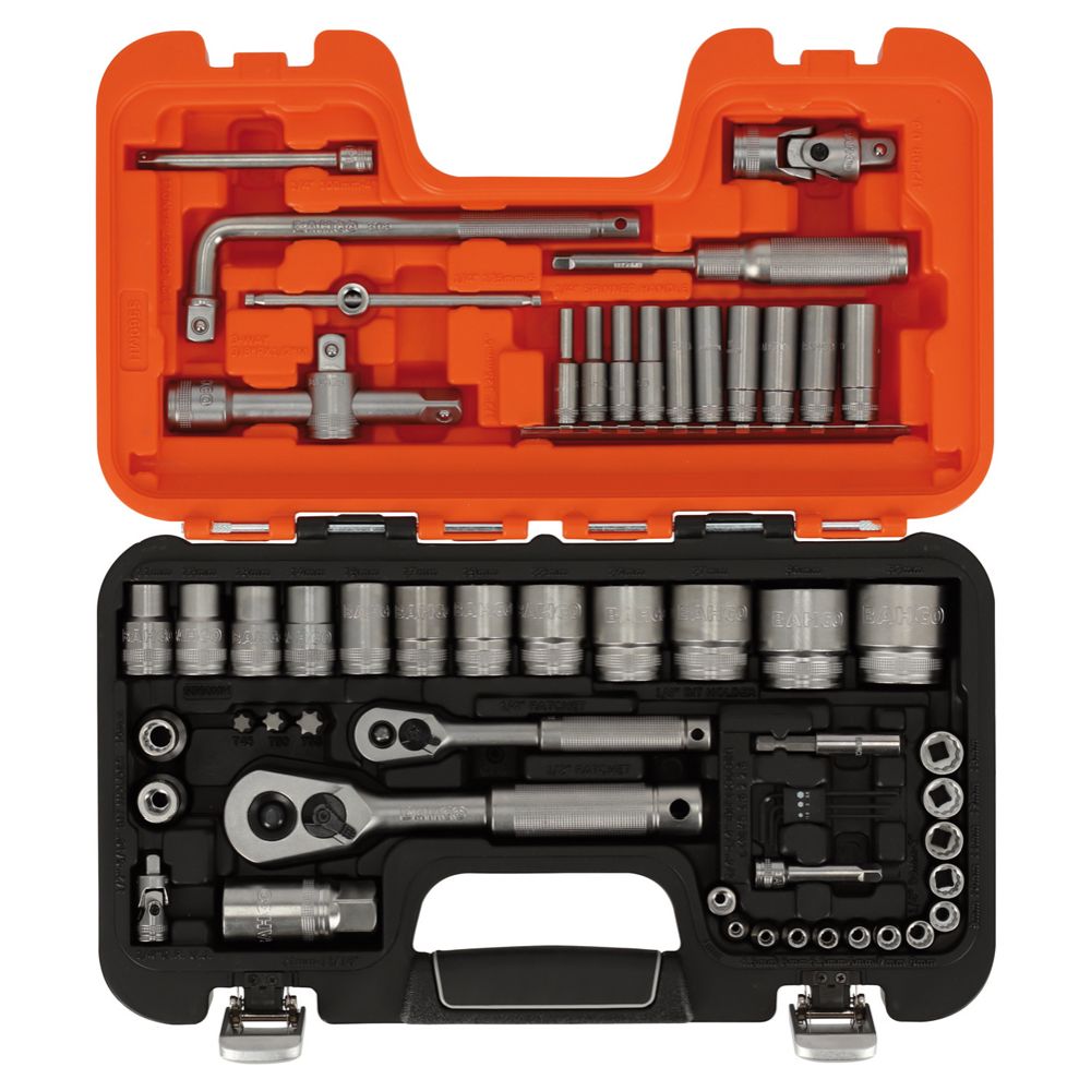 Bahco 56-osaline 1/4" ja 1/2" padrunvõtmete komplekt narrega