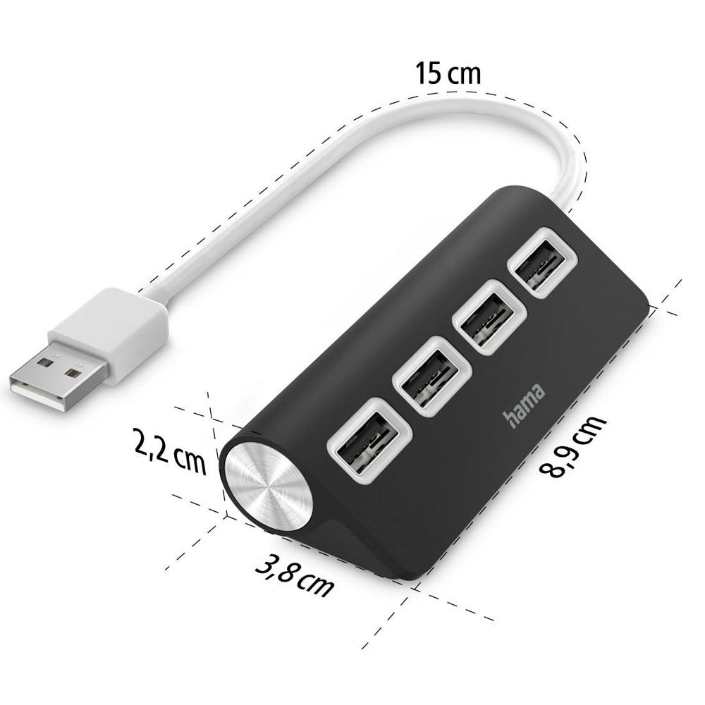 Hama USB-hubi 4-porttinen jakaja USB 2.0