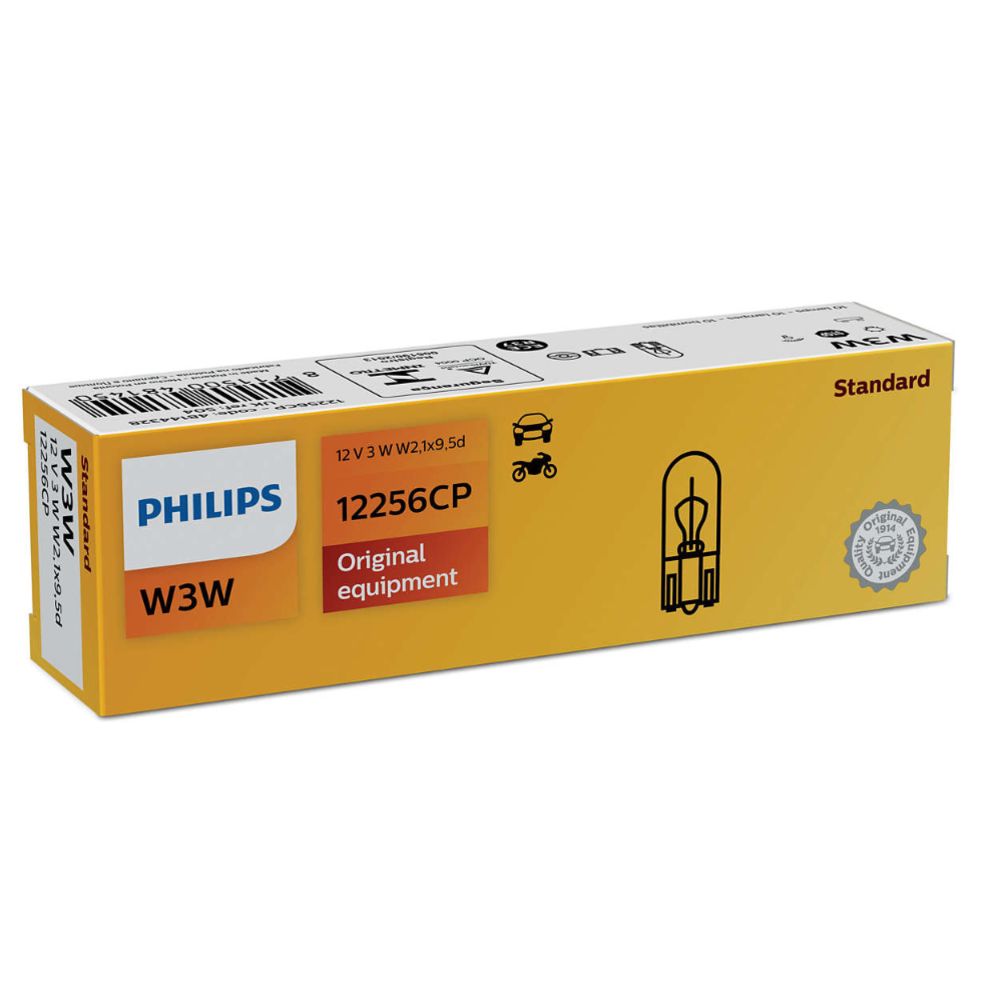 Philips Lasikantapolttimo 12V 3W W3W (T10) 10 kpl