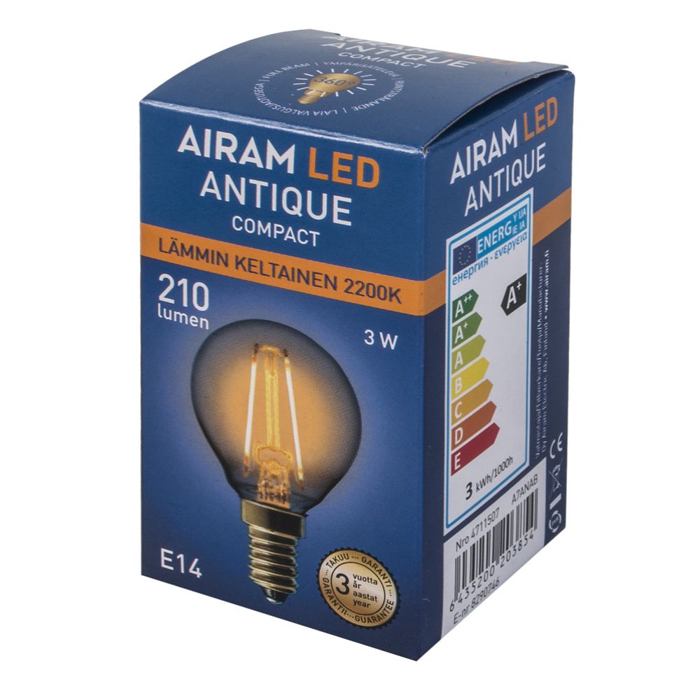 Airam LED antique mainoslamppu E14 2,5 W 2200 K 225 lm