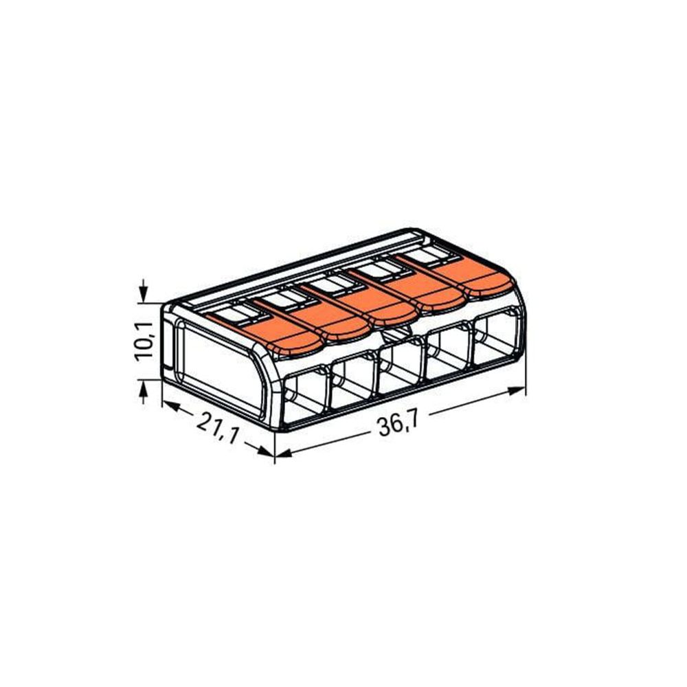 Wago 5-polig kopplingsklämma 6 mm² 6 st.