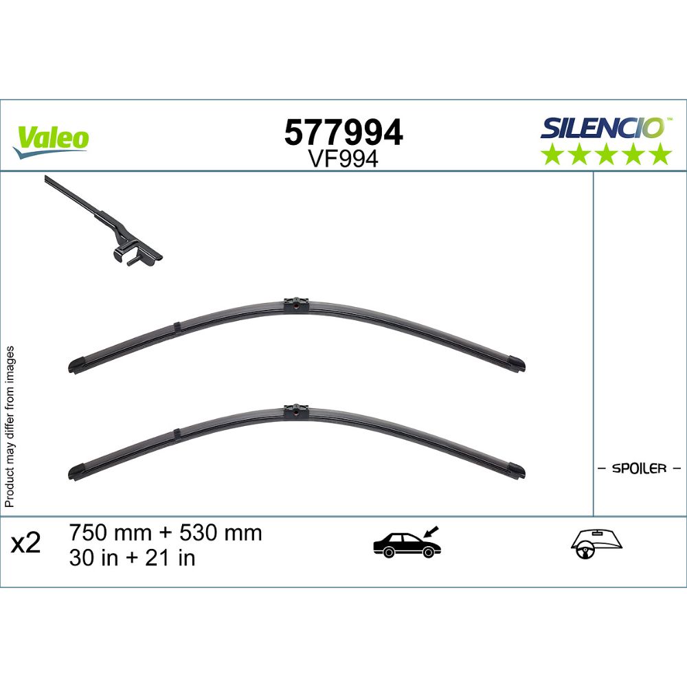 Valeo Silencio FB VF994 pyyhkijänsulkapari 75 + 53 cm