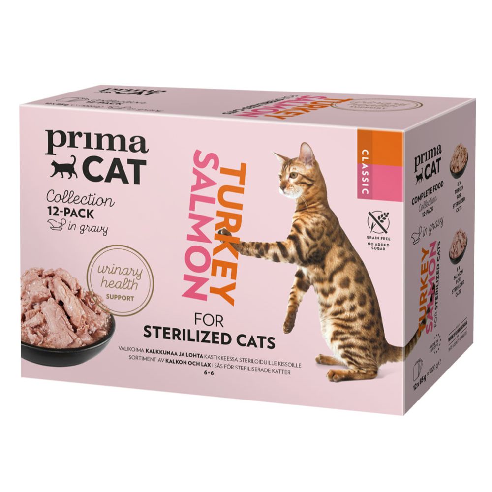 PrimaCat Classic Sterilized kassitoiduvalik kastmes, 12 x 85 g