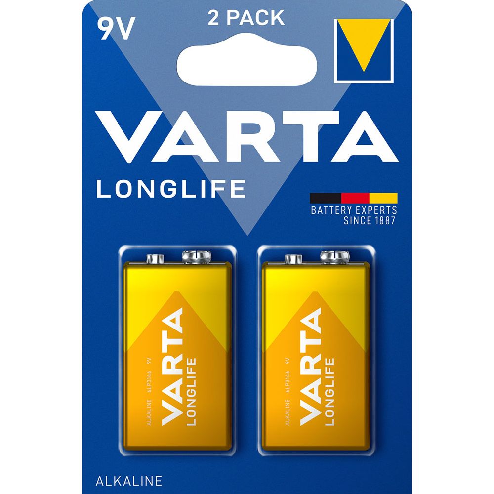 Varta Longlife 9V batteri 2 st.