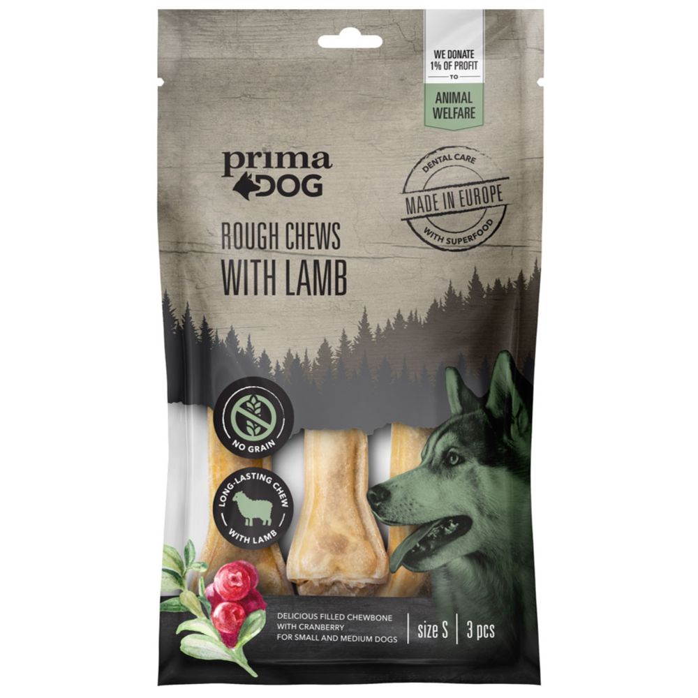 Prima Dog Chews lambaliha-jõhvika närimispulk, S, 10 cm, 105 g