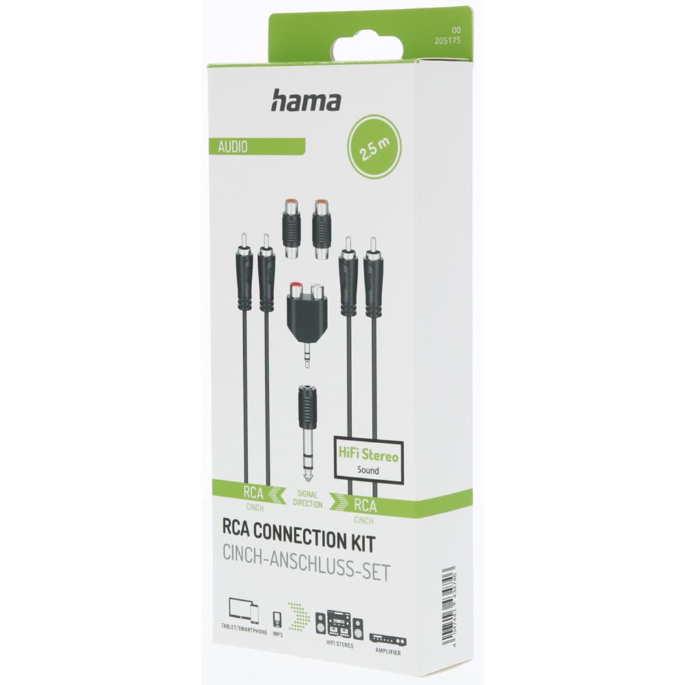 Hama Audioadapterisarja, 5-osainen, RCA/3,5 mm/6,3 mm, 2,5 m