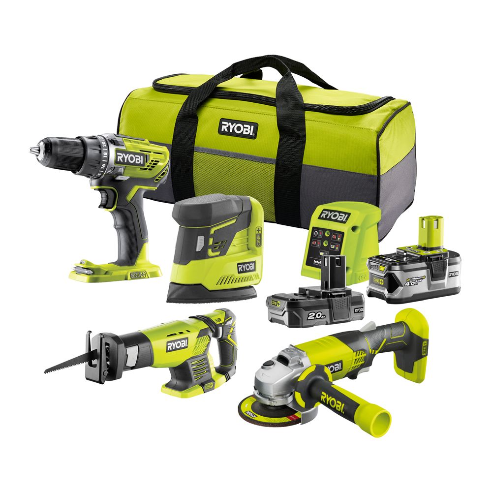 Ryobi akkutyökalusarja R18CK4E-242S 2,0 Ah + 4,0 Ah