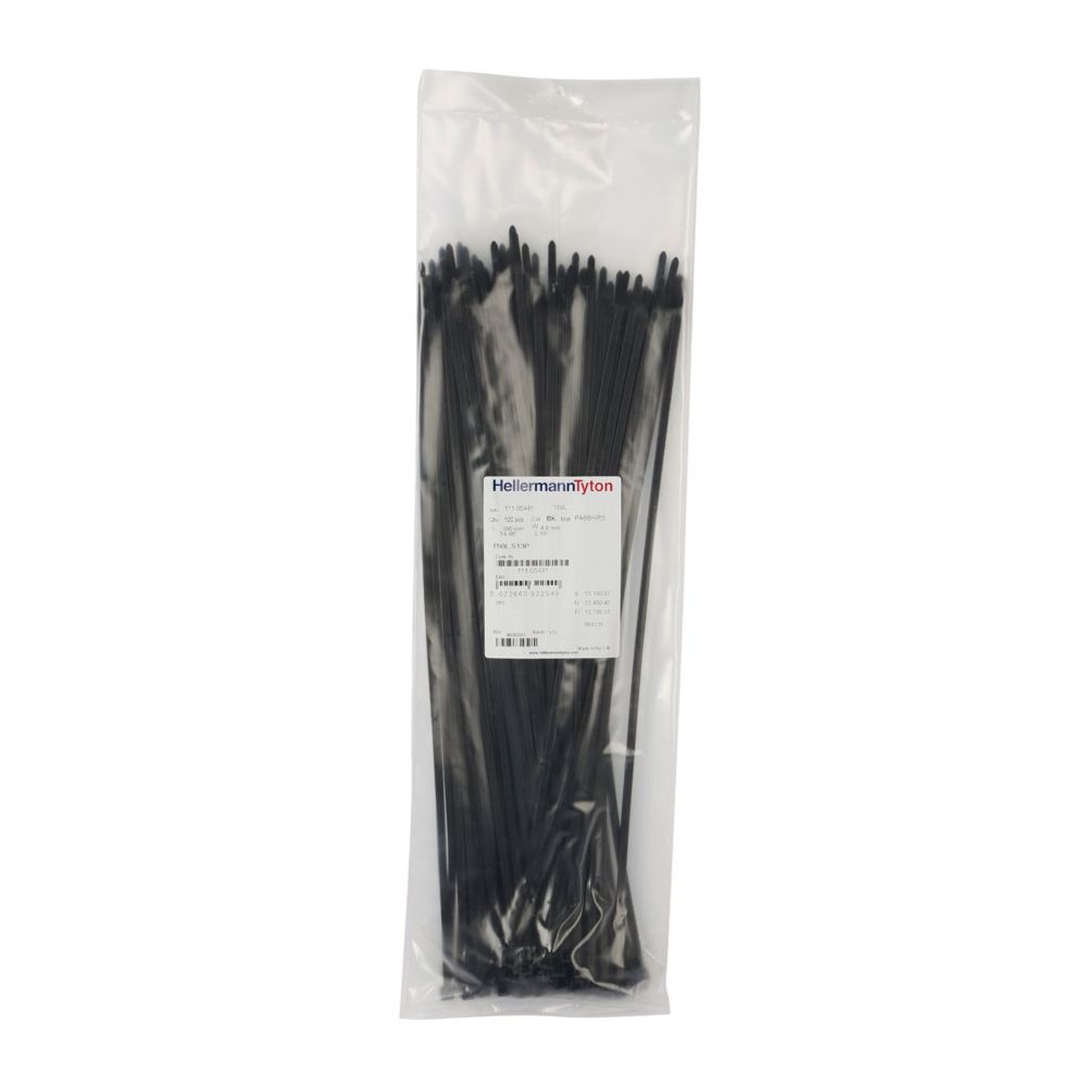 HellermannTyton plastvits, 390 x 4,6, must, 100 tk