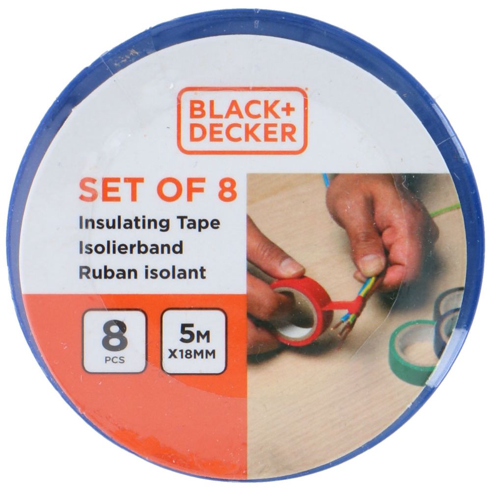 BLACK+DECKER sähköteippi 18 mm x 5 m 8 kpl