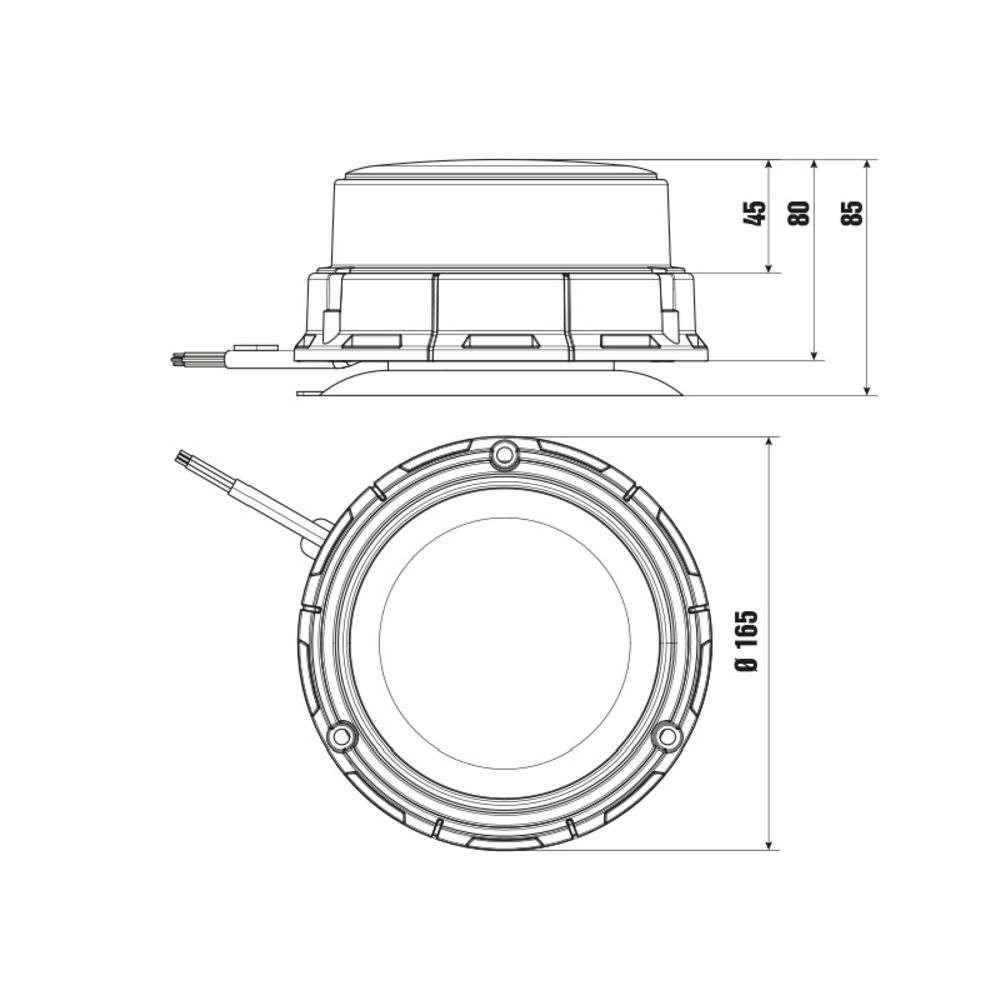 Optibeam Dark Phantom LED-blixtljusramp ø165 mm magnetfäste