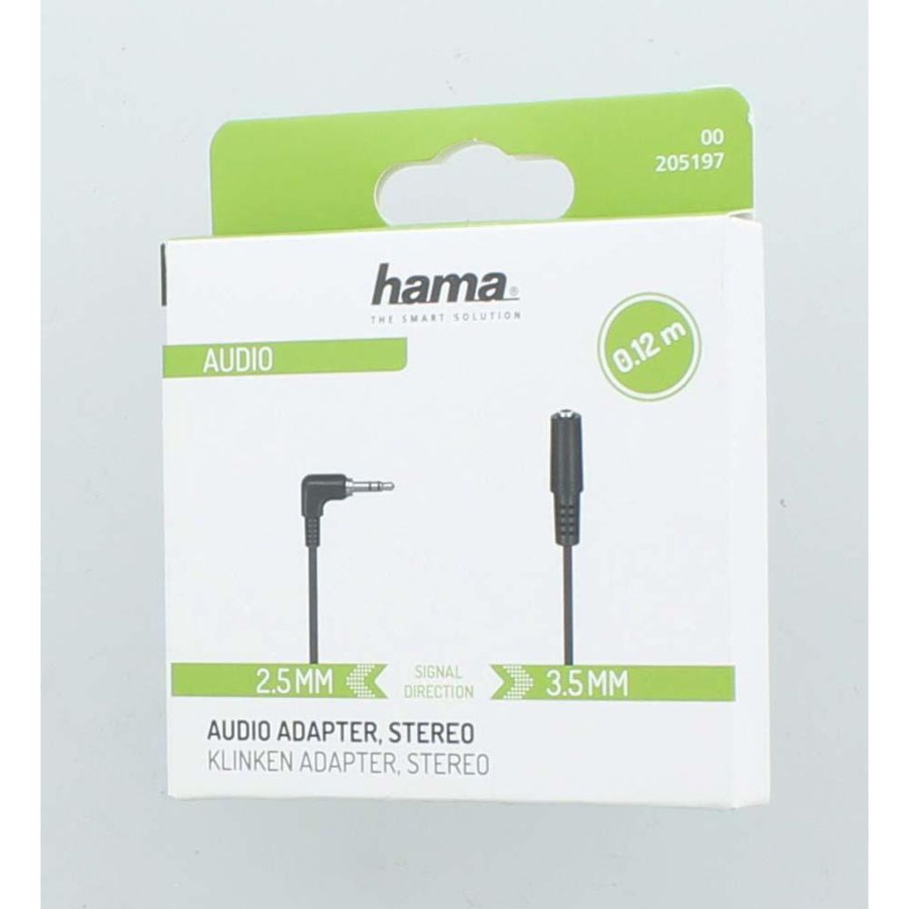 Hama audioadapter, 2,5 mm hane 90° - 3,5 mm hona, 0,12 m