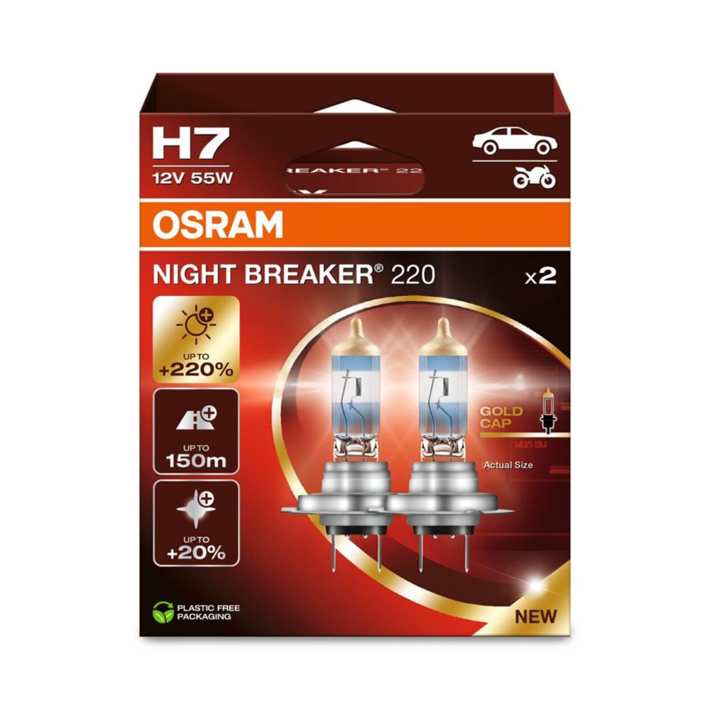 Osram Night Breaker 220 H7 polttimopari +220% 12 V 55 W