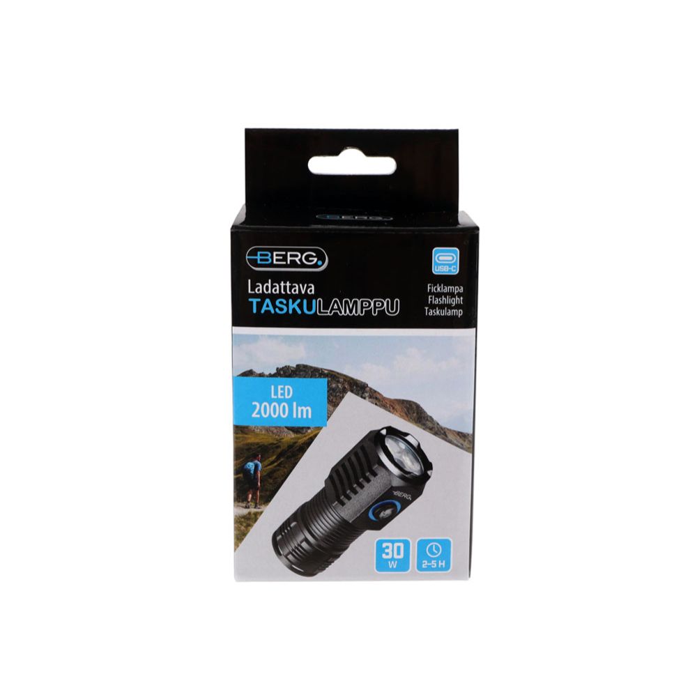 Berg laetav mini LED-taskulamp, 30 W, 2000 lm