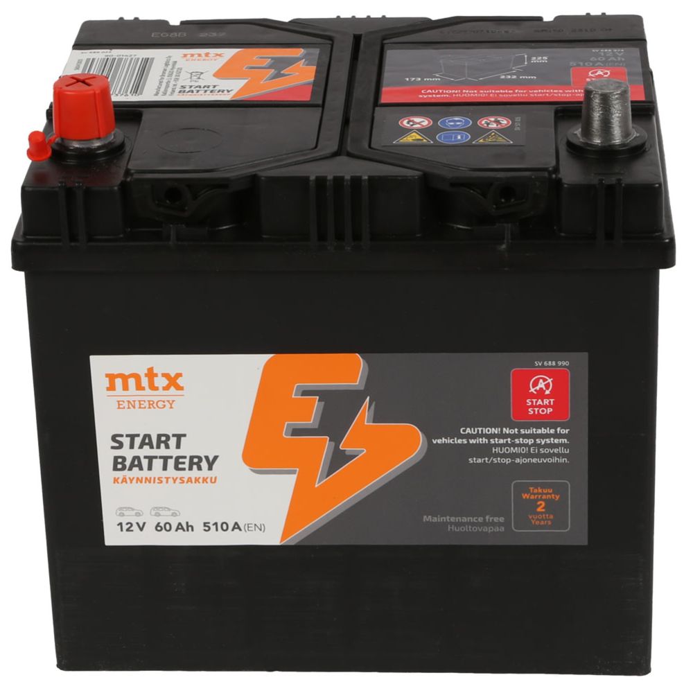 MTX Energy Käynnistysakku 60Ah/510A P232xL173xK225 +-