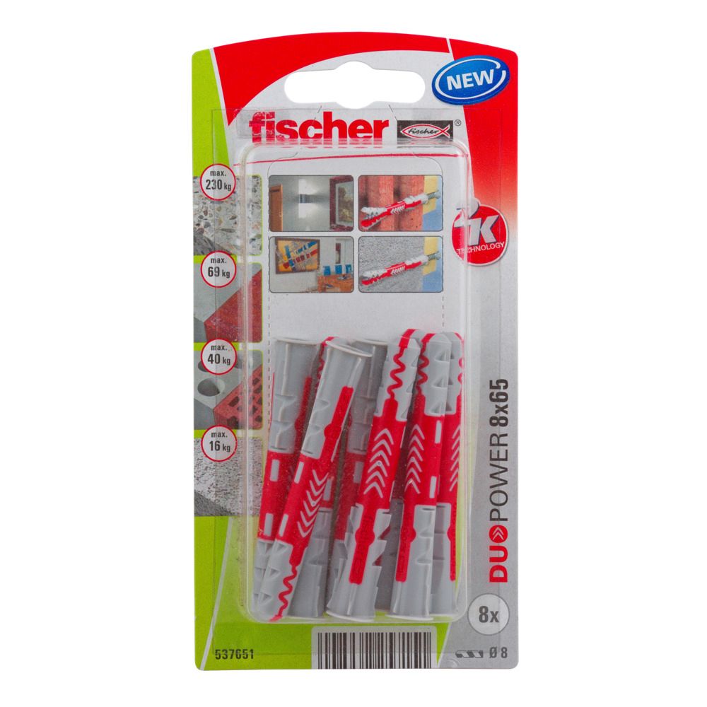 Fischer DuoPower yleistulppa 8 x 65 mm 8 kpl