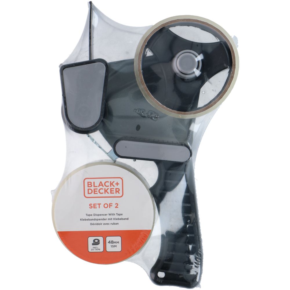 Black+Decker packtejphållare + 2 tejprullar 48 mm x 15 m