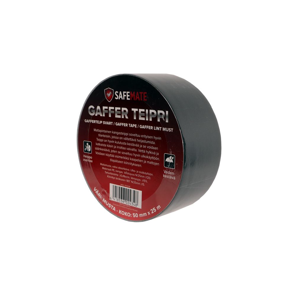 SafeMate Gaffer-teippi 50 mm x 25 m musta