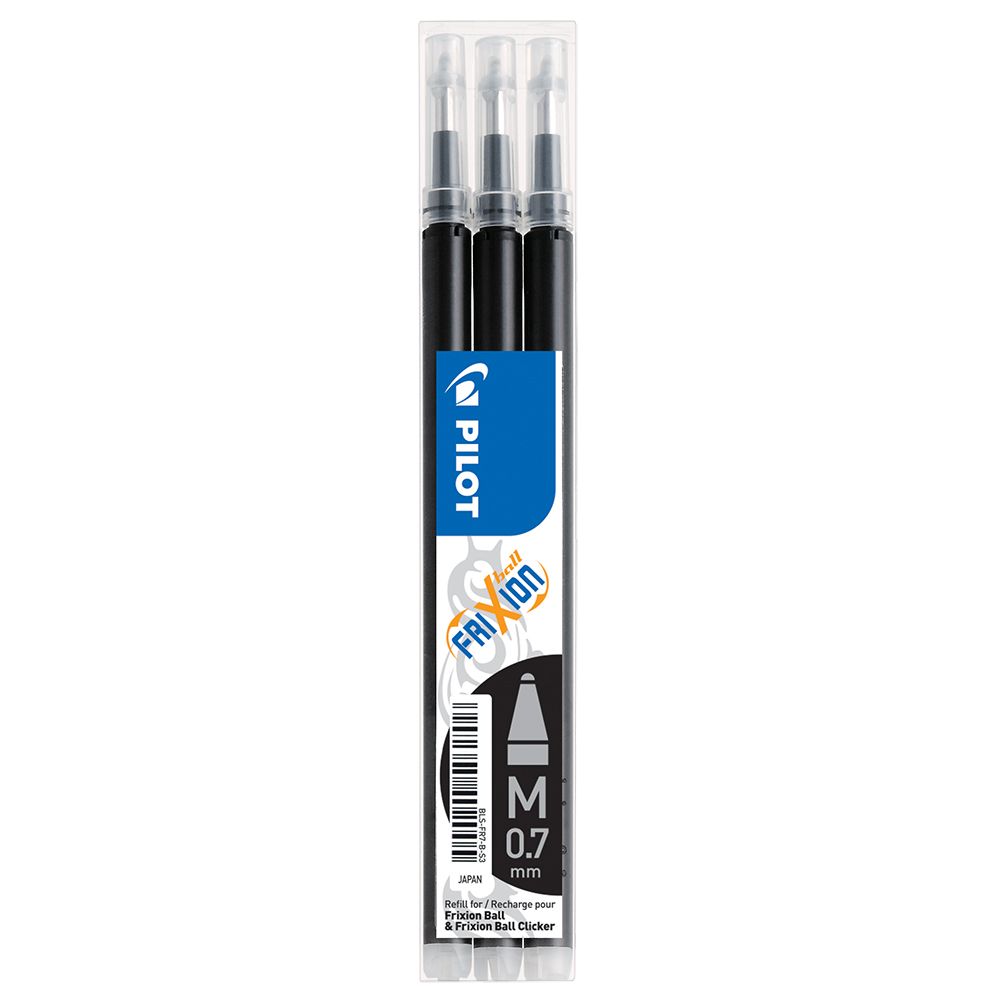 Pilot Frixion Ball Clicker südamik kustutatavale tindipliiatsile 0,7 must 3 tk