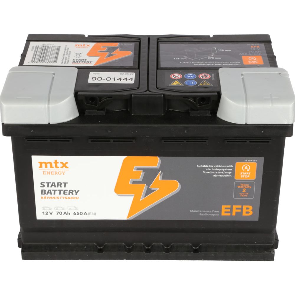 MTX Energy EFB startbatteri 70 Ah/650 A L278 x B175 x H190 -+