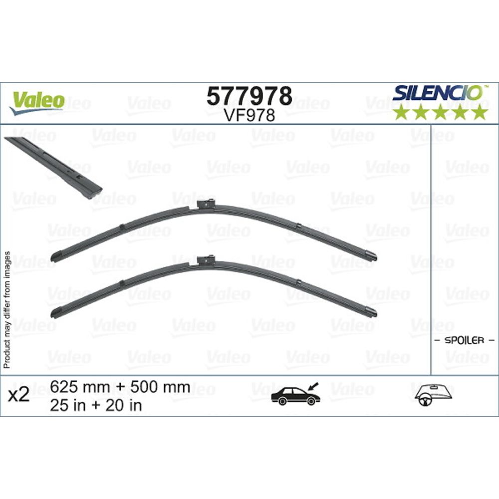 Valeo Silencio FB VF978 pyyhkijänsulkapari 62,5 + 50 cm