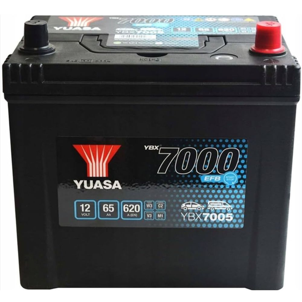 Yuasa YBX7005 65Ah / 620A EFB-akku P232 x L173 x K225 -+