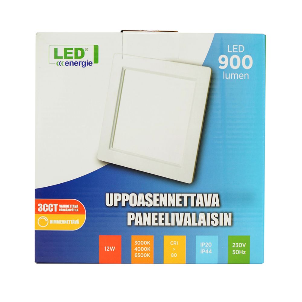 LED-panellampa 12 W 3000 K/4000 K/6500 K 900 lm dimbar, infälld montering