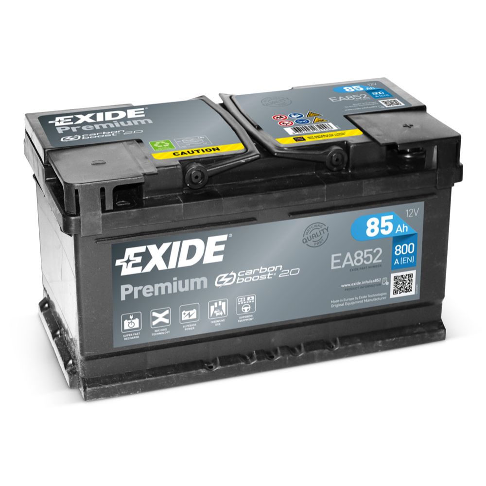 Exide EA852 85 Ah / 800 A batteri L315 x B175 x H175 -+