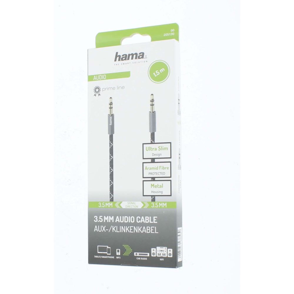 Hama Audiokaapeli, 3,5 mm uros - 3,5 mm uros, "Metal", 1,5 m
