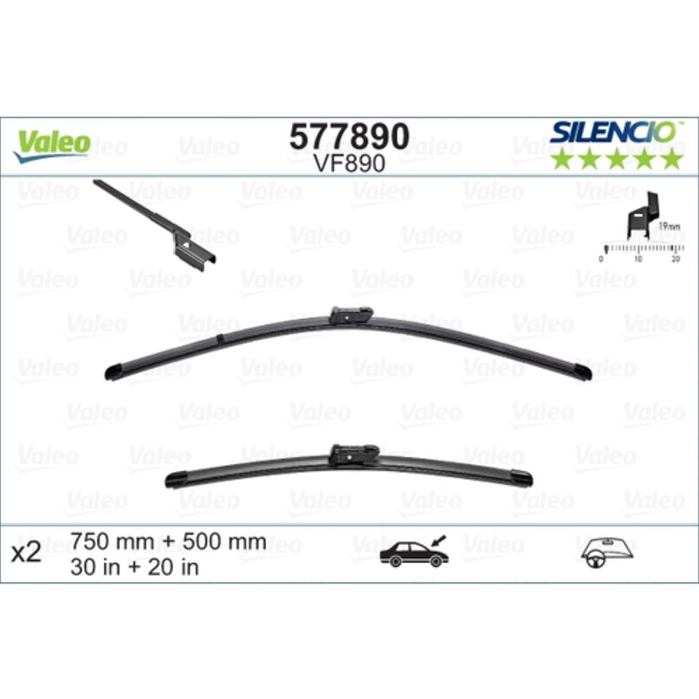 Valeo Silencio VF890 pyyhkijänsulkapari 75 + 50 cm