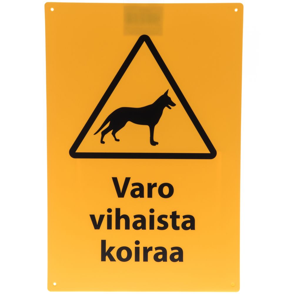 Varoituskyltti "Varo vihaista koiraa"