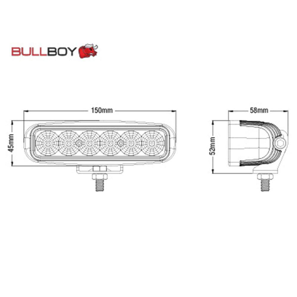 Bullboy LED back- och arbetsljus 989 lm 18 W rektangulär 9–32 V