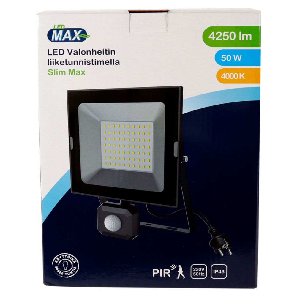 LED Max LED-valonheitin liiketunnistimella 50 W 4250 lm 4000 K