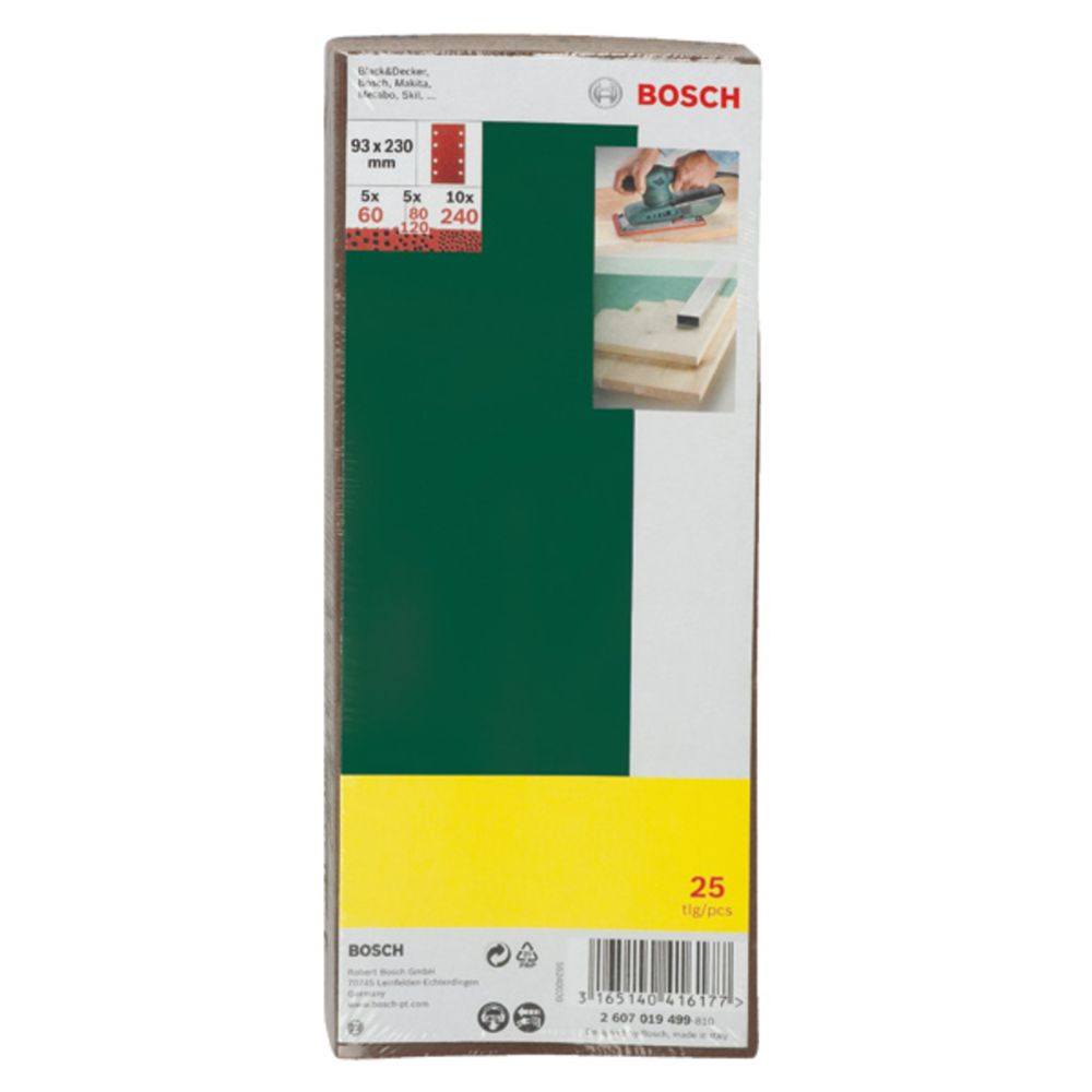 Bosch tasohiomakoneen hiomapaperi 93 x 230 mm G60 - G240 25 kpl