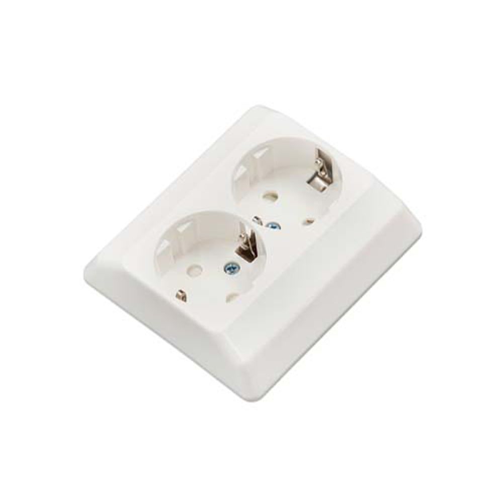 Harju 2-osaline süvistatav pistikupesa, maandus, IP20, valge