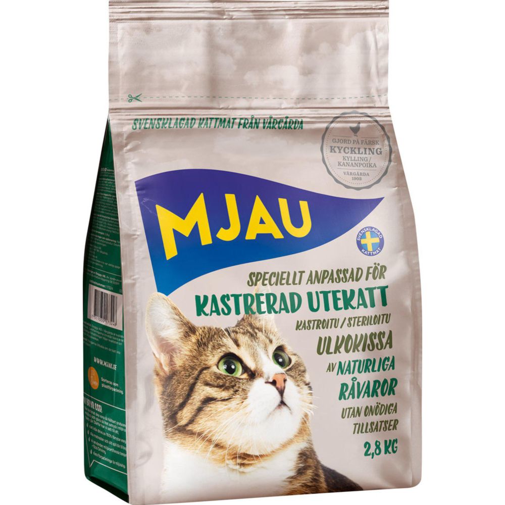 Mjau foder för kastrerad utekatt 2,8 kg