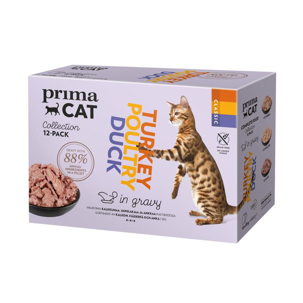 PrimaCat Classic siipikarja-mix kastikelaj. 12x85g